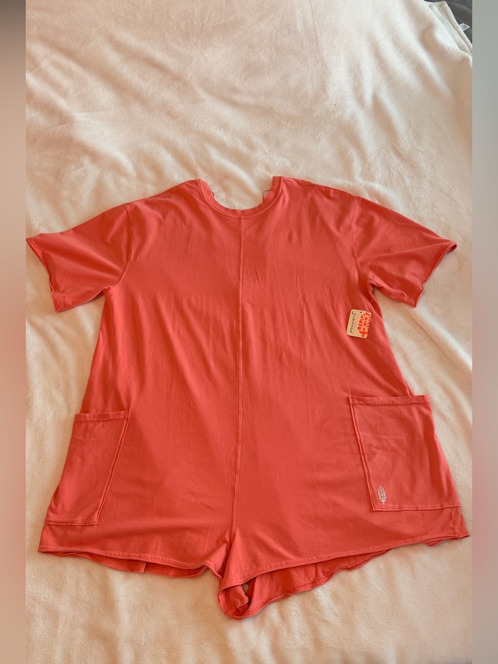 Free People Coral Short-Sleeve Romper with Pockets